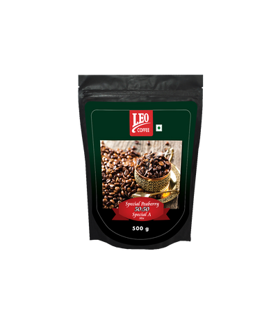 A 500 grams of a special mix of Peaberry and special A coffee